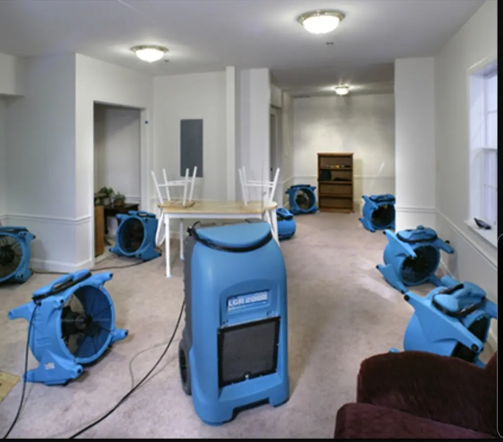 Air movers and dehumidifier setup for Water Extraction & Removal in Chantilly